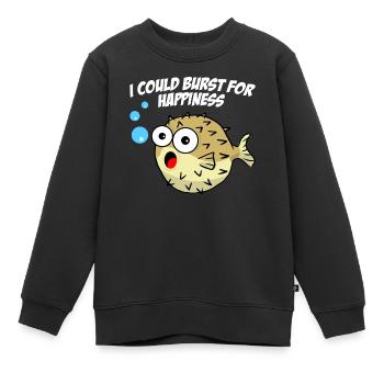 Happy Puffer Fish - Kids Premium Organic Sweatshirt - black - Front - AI Model Kid Female (0cm)