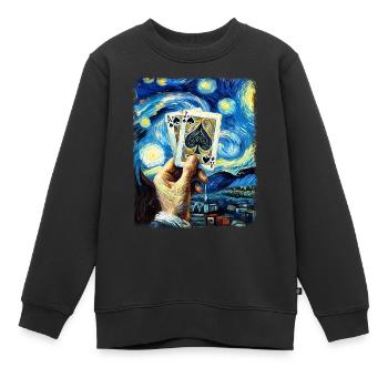 Blackjack Glücksspiel Karten Sternennacht Malerei - Kinder Premium Organic Sweatshirt - Schwarz - Vorne - AI Model Kid Female (0cm)