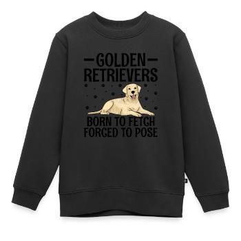 Golden Retriever, die zum Apportieren geboren wurden, gezwungen, GR zu posieren - Kinder Premium Organic Sweatshirt - Schwarz - Vorne - AI Model Kid Female (0cm)