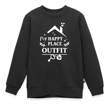 Happy Place Outfit Zuhause Einzug Umzug Wohnung - Kinder Premium Organic Sweatshirt - Schwarz - Vorne - AI Model Kid Female (0cm)