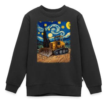 Bulldozer Bauwagen HEO Sternennacht Malerei - Kinder Premium Organic Sweatshirt - Schwarz - Vorne - AI Model Kid Female (0cm)