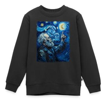Karl Marx Kommunismus Kommunist Sternennacht Gemäl - Kinder Premium Organic Sweatshirt - Schwarz - Vorne - AI Model Kid Female (0cm)