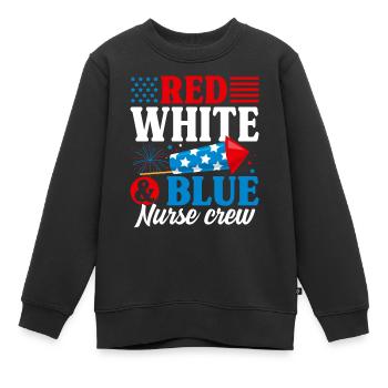 Rot Weiß Blau Krankenschwester Crew Patriotische Krankenschwester - Kinder Premium Organic Sweatshirt - Schwarz - Vorne - AI Model Kid Female (0cm)