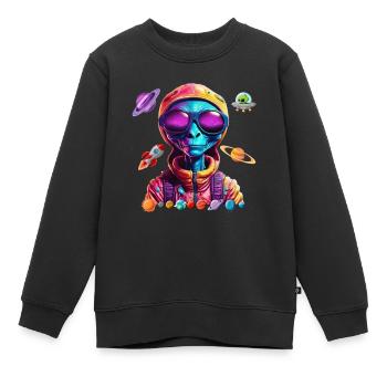 Außerirdischer aus dem Weltraum. - Kinder Premium Organic Sweatshirt - Schwarz - Vorne - AI Model Kid Female (0cm)