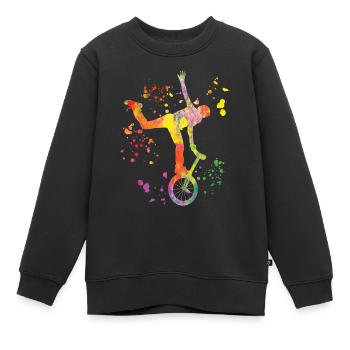 Unicycliste monocycle monocycle - Sweat Premium enfant bio - noir - Devant - AI Model Kid Female (0cm)