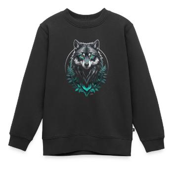 Loup arctique forestier - Sweat Premium enfant bio - noir - Devant - AI Model Kid Female (0cm)