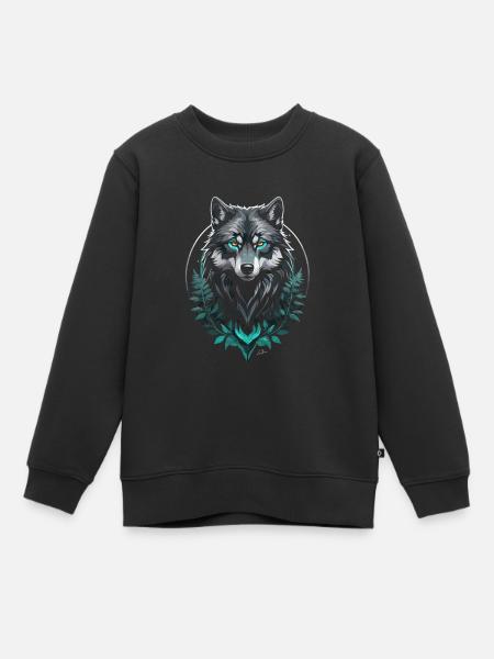 Loup arctique forestier - Sweat Premium enfant bio - noir