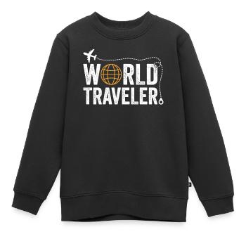 Voyageur du monde - Sweat Premium enfant bio - noir - Devant - AI Model Kid Female (0cm)