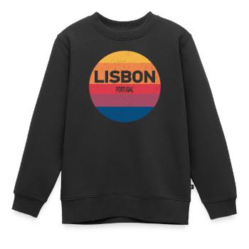 Retro Sonnenuntergang Andenken Lissabon Portugal - Kinder Premium Organic Sweatshirt - Schwarz - Vorne - AI Model Kid Female (0cm)
