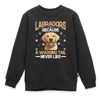 Labradors : parce qu’une queue qui remue ne ment jamais Labrad - Sweat Premium enfant bio - noir - Devant - AI Model Kid Female (0cm)
