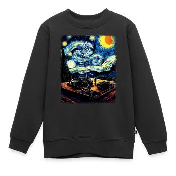 Dj Disc Jockey Turntable Starry Night Painting - Sweat Premium enfant bio - noir - Devant - AI Model Kid Female (0cm)