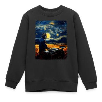 Discjockey Musikspieler DJ Plattenspieler Sternenn - Kinder Premium Organic Sweatshirt - Schwarz - Vorne - AI Model Kid Female (0cm)