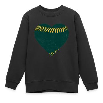 Vintage Baseball Herz - Kinder Premium Organic Sweatshirt - Schwarz - Vorne - AI Model Kid Female (0cm)