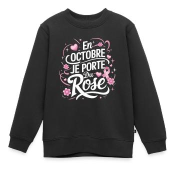 Rosa Oktober Kampf gegen Brustkrebs - Kinder Premium Organic Sweatshirt - Schwarz - Vorne - AI Model Kid Female (0cm)