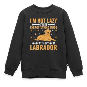 Je ne suis pas paresseux Je suis en mode économie d’énergie avec mon labo - Sweat Premium enfant bio - noir - Devant - AI Model Kid Female (0cm)