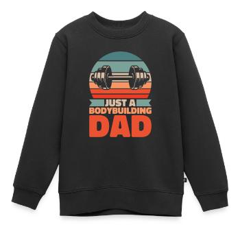 Bodybuilder Musculation Papa - Sweat Premium enfant bio - noir - Devant - AI Model Kid Female (0cm)