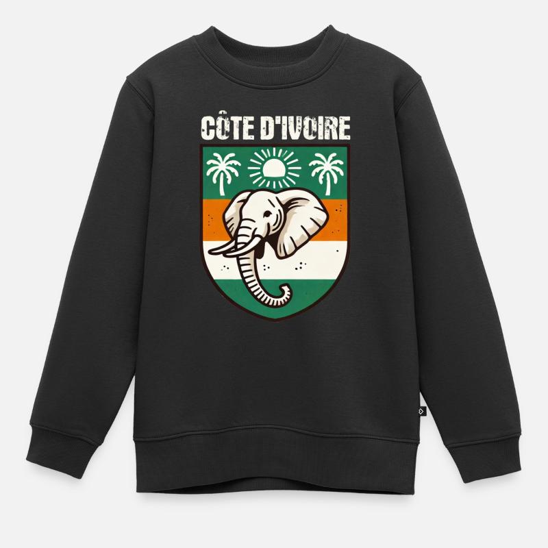 Carte avec le drapeau de la Côte d’Ivoire, - Sweat Premium enfant bio - noir