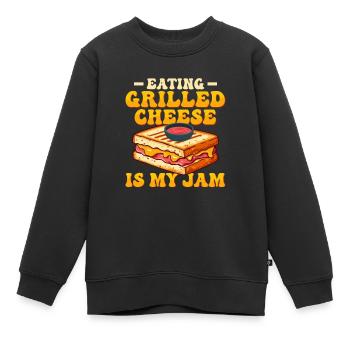 Manger du fromage grillé est mon sandwich à la confiture - Sweat Premium enfant bio - noir - Devant - AI Model Kid Female (0cm)