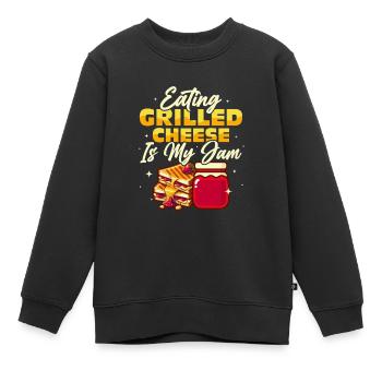 Manger du fromage grillé est mon sandwich à la confiture - Sweat Premium enfant bio - noir - Devant - AI Model Kid Female (0cm)