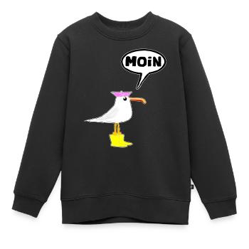 Moin Möwe Stiefel Sprechblase Frauen Gummistiefel - Kinder Premium Organic Sweatshirt - Schwarz - Vorne - AI Model Kid Female (0cm)