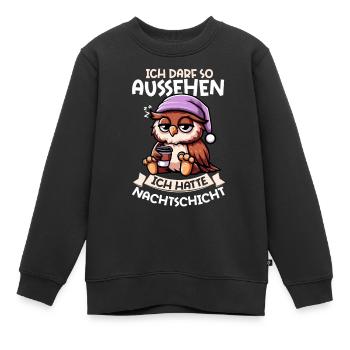 J’ai le droit d’avoir l’air d’avoir un hibou de nuit - Sweat Premium enfant bio - noir - Devant - AI Model Kid Female (0cm)