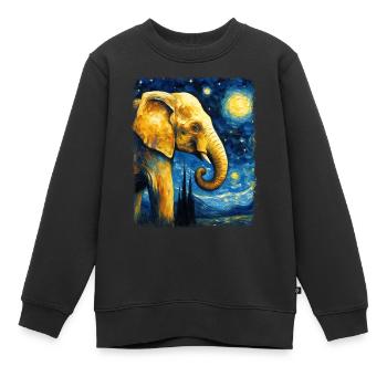 Elefant Tier Sternennacht Gemälde - Kinder Premium Organic Sweatshirt - Schwarz - Vorne - AI Model Kid Female (0cm)