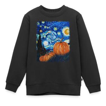 Kürbis-Sternschnuppen-Malerei - Kinder Premium Organic Sweatshirt - Schwarz - Vorne - AI Model Kid Female (0cm)