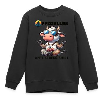 Méditation & Yoga Officiel Anti Stress - Sweat Premium enfant bio - noir - Devant - AI Model Kid Female (0cm)