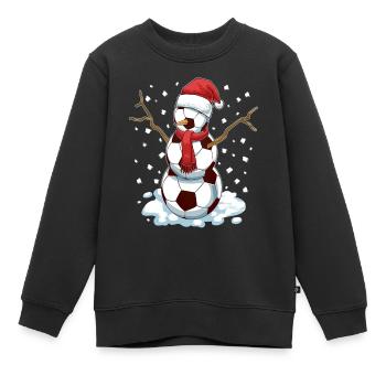 Funny Christmas Soccer Balls Santa Snowman - Kinder Premium Organic Sweatshirt - Schwarz - Vorne - AI Model Kid Female (0cm)