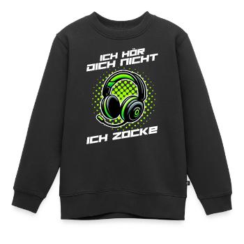 Je ne t’entends pas, je joue - Sweat Premium enfant bio - noir - Devant - AI Model Kid Female (0cm)