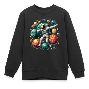 Astronaut Dabbing Planets Astronaut Science Space - Kinder Premium Organic Sweatshirt - Schwarz - Vorne - AI Model Kid Female (0cm)