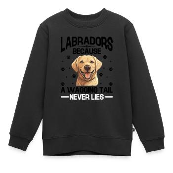 Labradors : parce qu’une queue qui remue ne ment jamais Labrad - Sweat Premium enfant bio - noir - Devant - AI Model Kid Female (0cm)