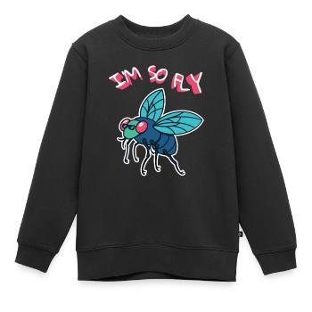 I ́M So Fly Fly Insects Fly - Kids Premium Organic Sweatshirt - black - Front - AI Model Kid Female (0cm)