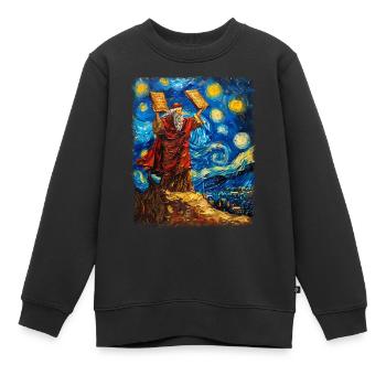 Moses Jüdisch Israel Christlich Sternennacht Gemäl - Kinder Premium Organic Sweatshirt - Schwarz - Vorne - AI Model Kid Female (0cm)