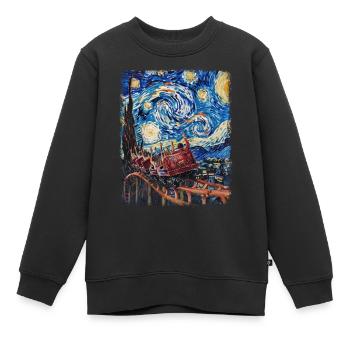Achterbahn Vergnügungspark Sternennacht Malerei - Kinder Premium Organic Sweatshirt - Schwarz - Vorne - AI Model Kid Female (0cm)