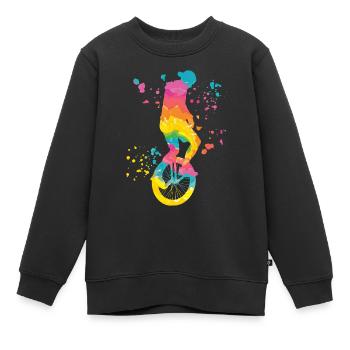 Unicycliste monocycle monocycle - Sweat Premium enfant bio - noir - Devant - AI Model Kid Female (0cm)