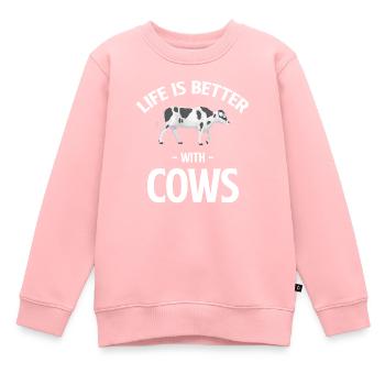 Mit Kühen Ist Das Leben Besser, Viehzüchter - Kinder Premium Organic Sweatshirt - Rosa - Vorne - AI Model Kid Female (0cm)