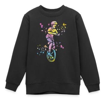 Unicycliste monocycle monocycle - Sweat Premium enfant bio - noir - Devant - AI Model Kid Female (0cm)