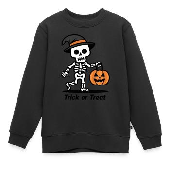 Squelette mignon avec citrouille lanterne Halloween - Sweat Premium enfant bio - noir - Devant - AI Model Kid Female (0cm)