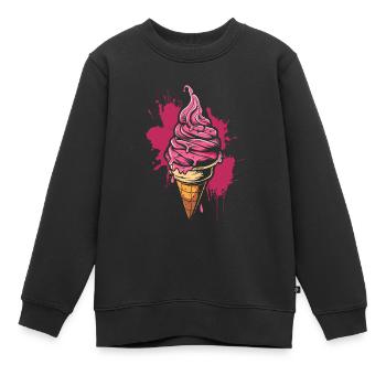 Softeis Farbkleckse - Kinder Premium Organic Sweatshirt - Schwarz - Vorne - AI Model Kid Female (0cm)