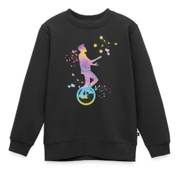 Unicycliste monocycle monocycle - Sweat Premium enfant bio - noir - Devant - AI Model Kid Female (0cm)