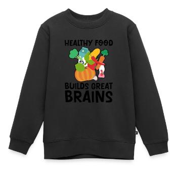 Les aliments sains pour développer un excellent cerveau 2 - Sweat Premium enfant bio - noir - Devant - AI Model Kid Female (0cm)