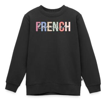 French Teacher Lessons - Kids Premium Organic Sweatshirt - black - Front - AI Model Kid Female (0cm)