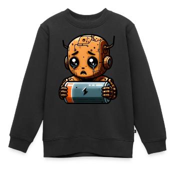 Bot-Roboter mit leerem Akku - Kinder Premium Organic Sweatshirt - Schwarz - Vorne - AI Model Kid Female (0cm)