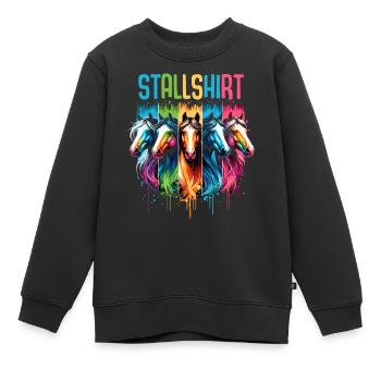 Pferde Stall Pferdestall Geschenk Gbeurtstag Reite - Kinder Premium Organic Sweatshirt - Schwarz - Vorne - AI Model Kid Female (0cm)
