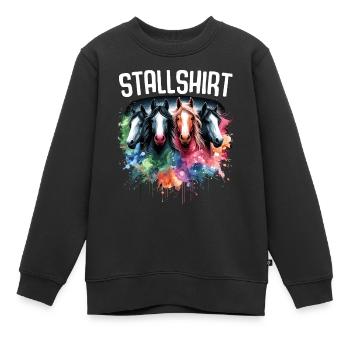 Pferde Stall Geschenk Gbeurtstag Reiten - Kinder Premium Organic Sweatshirt - Schwarz - Vorne - AI Model Kid Female (0cm)