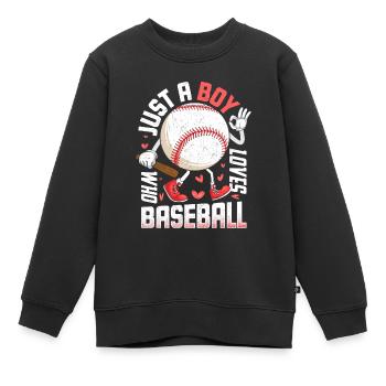 Drôle juste un garçon qui aime le baseball Sport américain - Sweat Premium enfant bio - noir - Devant - AI Model Kid Female (0cm)