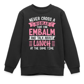 Lustige Beerdigung Leichenbestatter Damen Einbalsamierung Leichenhalle - Kinder Premium Organic Sweatshirt - Schwarz - Vorne - AI Model Kid Female (0cm)