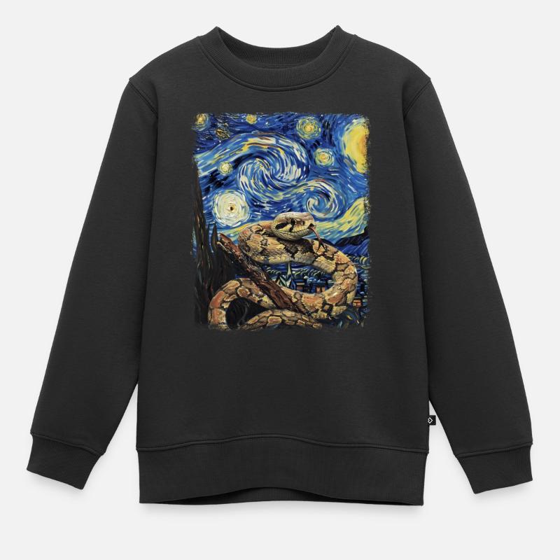 Schlange Schlangen Sternennacht Gemälde - Kinder Premium Organic Sweatshirt - Schwarz