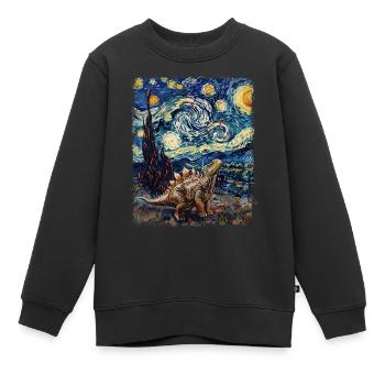 Stegosaurus dinosaure Nuit étoilée peinture - Sweat Premium enfant bio - noir - Devant - AI Model Kid Female (0cm)